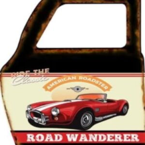 Car door mirror , metal wall art, 2 feet square approximately, Road warrior