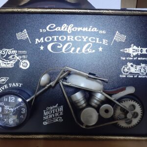 Metal art picture , solid metal art frame with raise motorbike metal art and clock on facia